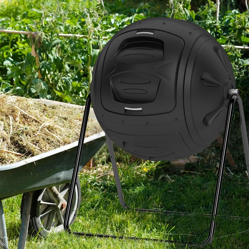 New garden food waste compost bucket with faucet flip compost bin courtyard outdoor spherical compost roller bucket
