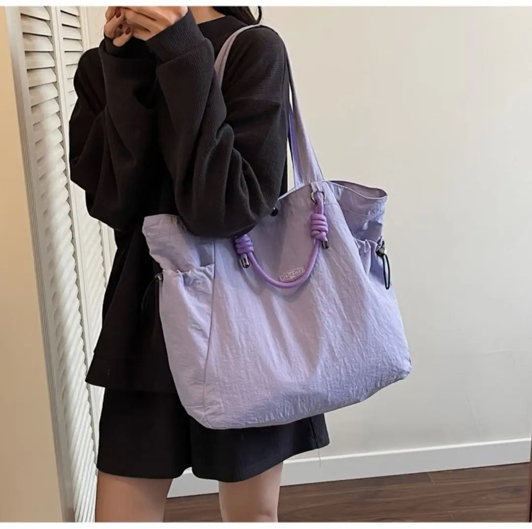 Traveller Tote Bag Women's Lightweight Water-Resistant Sports Casual Bag Large Capacity Shoulder Handbag Commuter Bag Dopamine