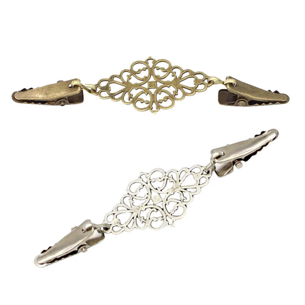 

2pc Retro Alloy Clip Cardigan Collar Sweater Shawl Decor Vintage Clothing Accessory Brooch Pin Metal Buckle Fashion Jewelry