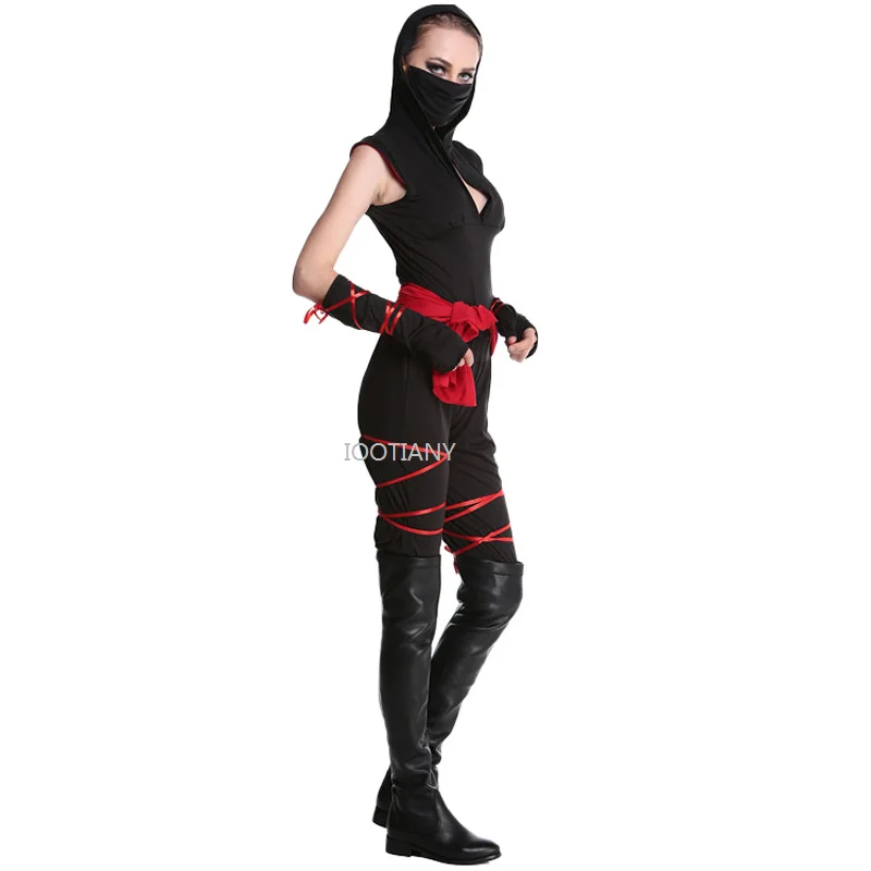 IOOTIANY S-XL Gioco di ruolo da donna Costume Ninja Adulto Anime Guerriero Cosplay Festa di carnevale Fancy Dress Up Ninja Uniformi da gioco sul palco