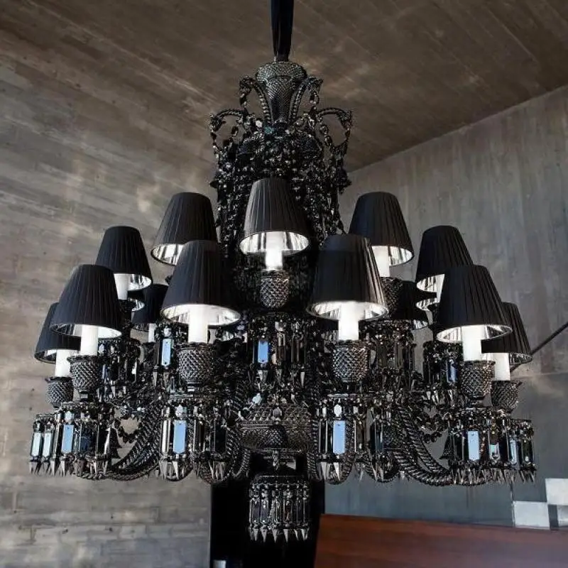 

Black 44-arm hotel lobby Crystal lamp large staircase Chandelier for shopping mall Living Room Black led Chandelier Lampadario