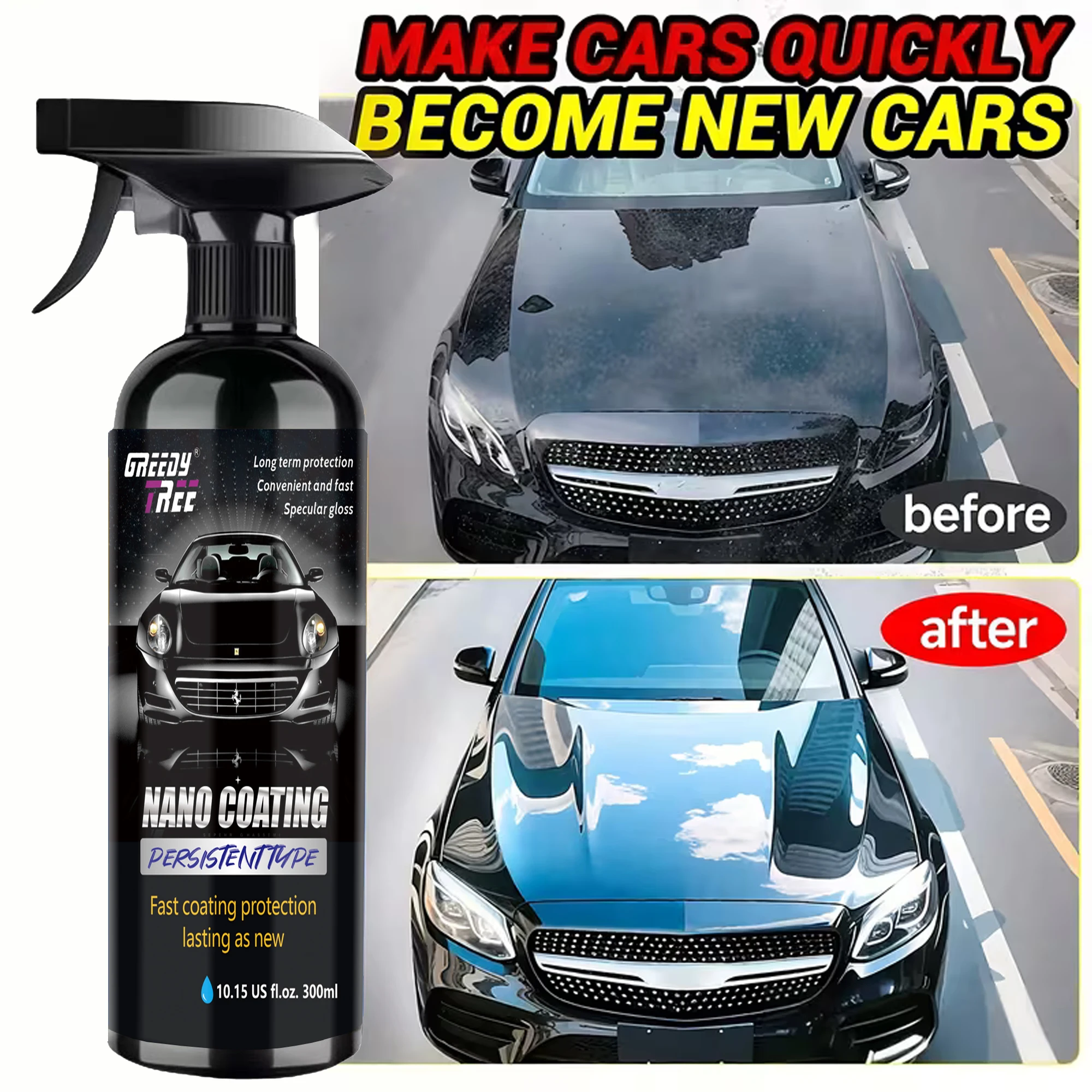 

[Багатофункциональное нанопокрытие] Многофункциональный спрей для нанопокрытия | Автомобильное покрытие Quick Effect для осветления и очистки