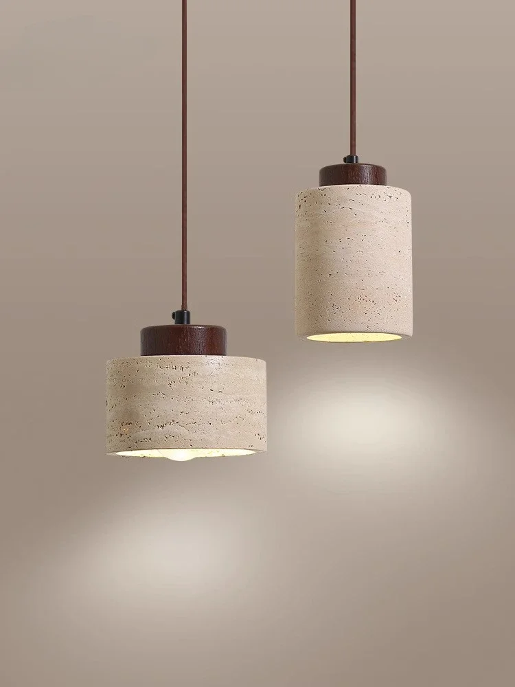 

Yellow Travertine Wabi-sabi Style Bedside Pendant Light Homestay Inn Tea Room Bar Counter Restaurant Cream Decoration LED Art