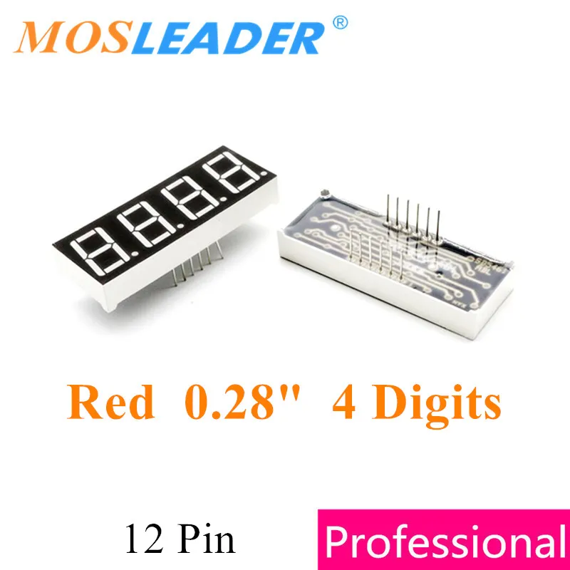 Mosleader 100pcs 12P 0.28" Display 4 Digits DIP Red 0.28 Inch 4 Bit Digit Digital tube Common cathode Common anode LED Display