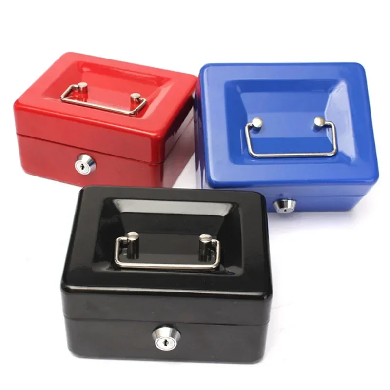 Portable Durable Metal Money Box Cash Box with Lock Security Lock Lockable Safe Small Fit for House Decoration 3 Size