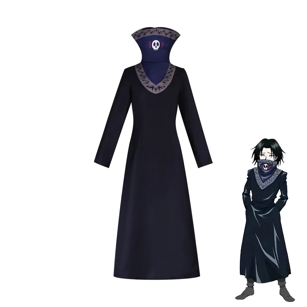 

Anime HxH Cosplay Feitan Pōtoo Costume Black Coat Uniform Dress Wigs For Halloween Christmas Party Cos Man Woman