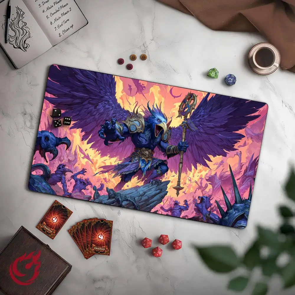Birdman Commander TCG Playmat Magic Card Mat with Stitched Edge Non-Slip Durable Tabletop playmat Board Game Mat for TCG