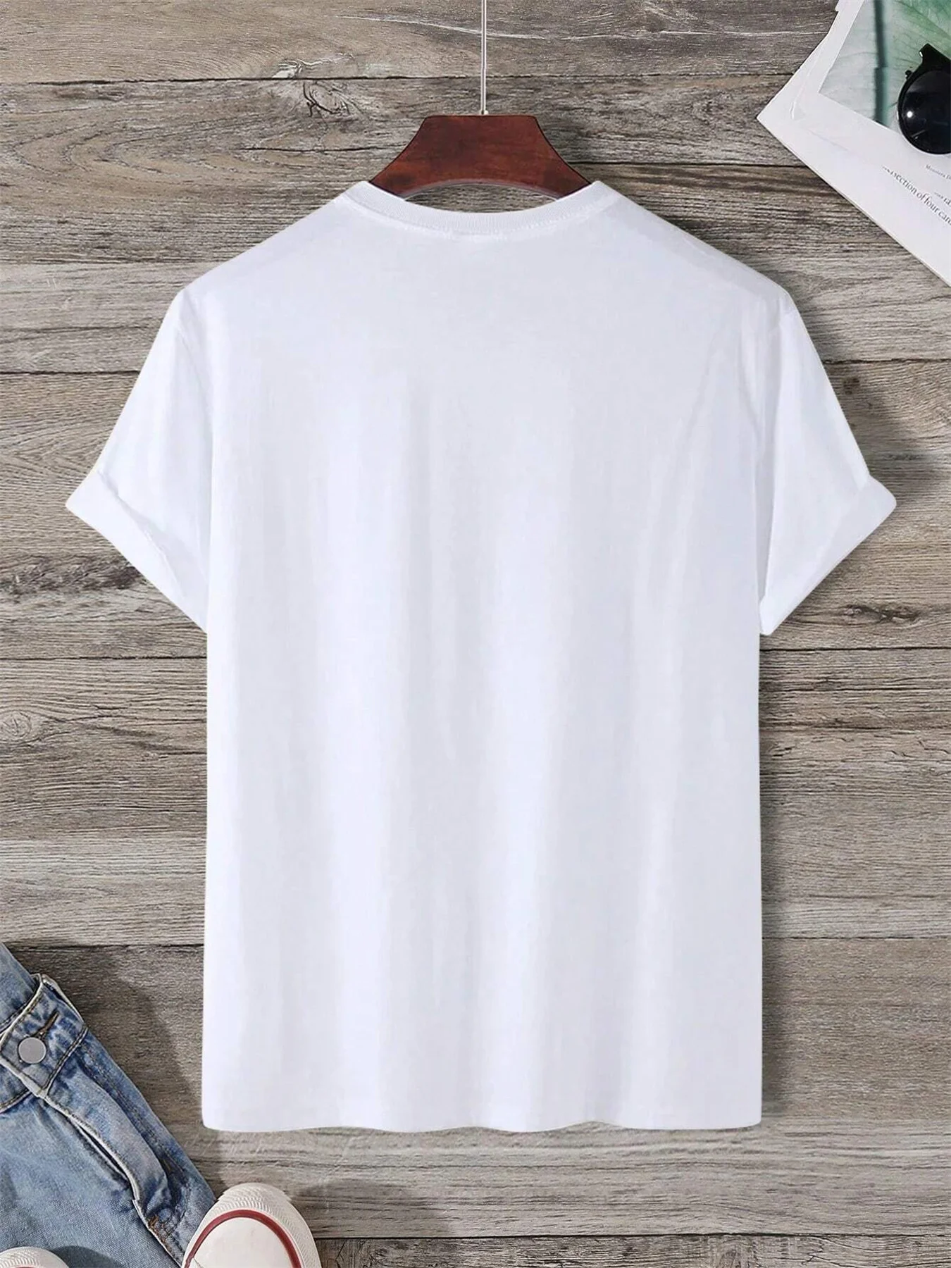 Summer men's 100% pure cotton casual loose size smiley face pattern printed sports comfortable round neck short sleeved T-shirt image 5