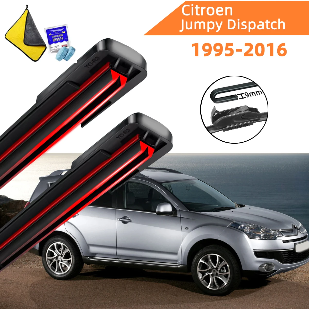 

Double Rubber Car Wipers for Citroen Jumpy Dispatch Front Blade Brushes Cutter Accessorie Wiper Windscreen Wear Wiper Parts