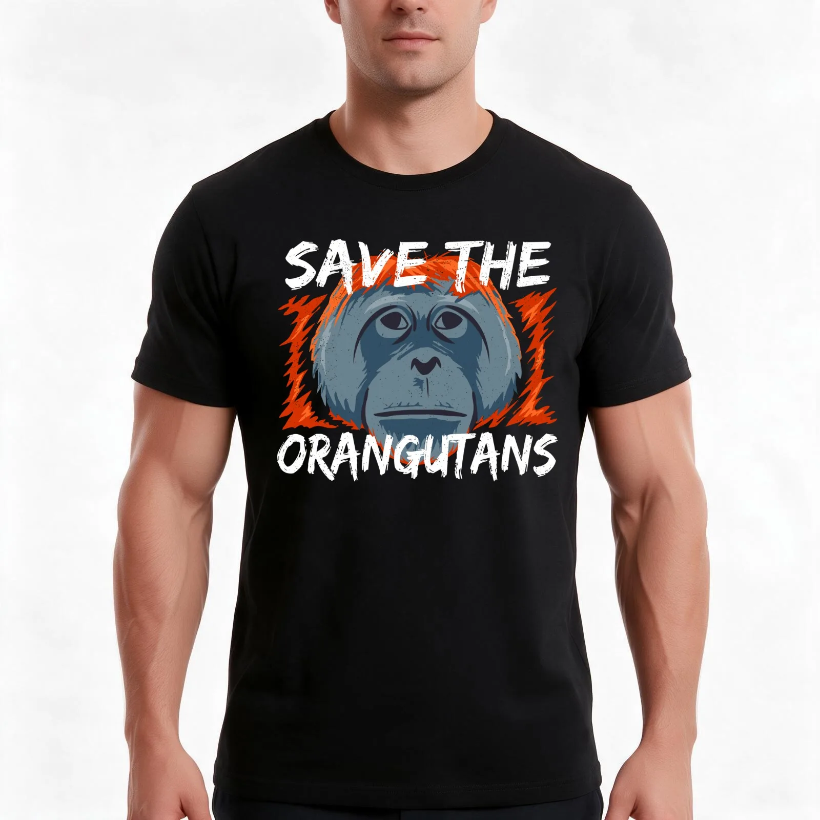 Save the Orangutans - Orangutan Conservation T-Shirt, Summer Casual Cotton Tee, Oversized Streetwear Tops, Vintage Graphic Print