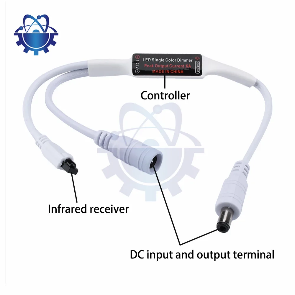 DC5-24V Mini IR Remote Control 6 Keys Dimmer Controller for Monochrome LED Strip Lights Single LED Strip Light Controller