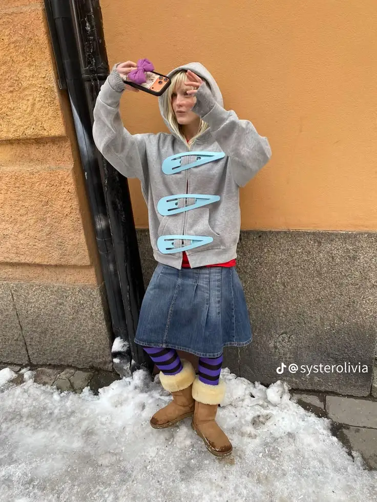 Detachable Fun Clip Designed Hoodies Sweatshirt Women Cardigan Korean Goth Grunge Jackets Sweet Zip Up Hoodie Kawaii Clothes