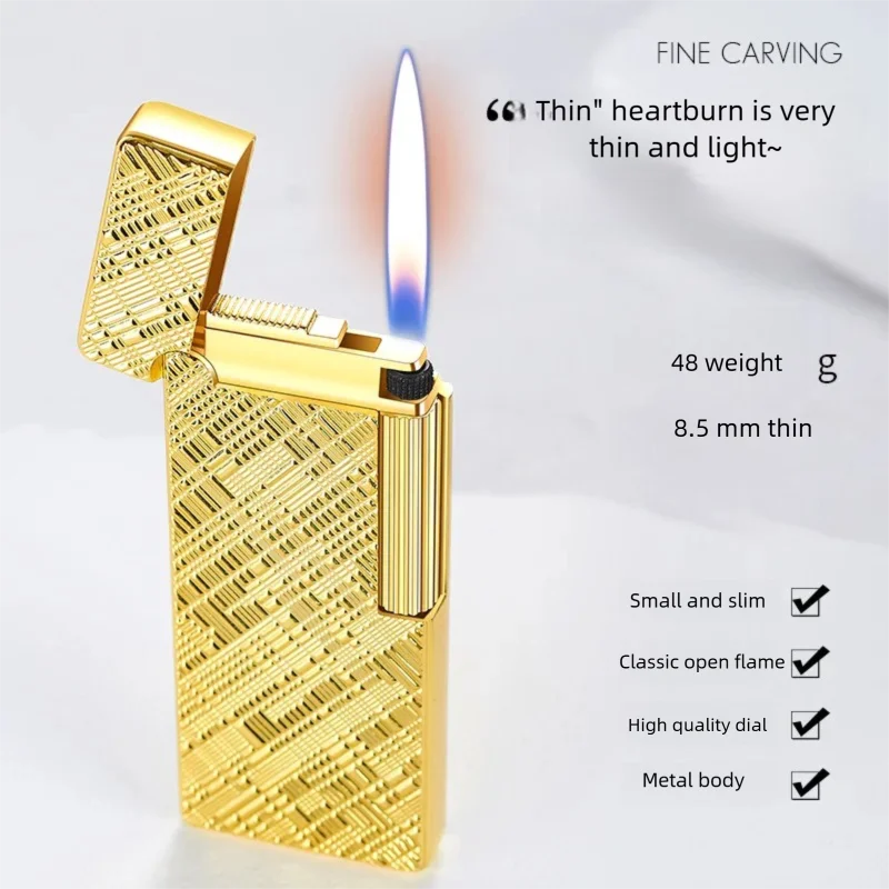 

Briquets originaux High-end Retro Side-slide Flint Lighter Open Flame Rechargeable Men's Gift Lighter cool lighters
