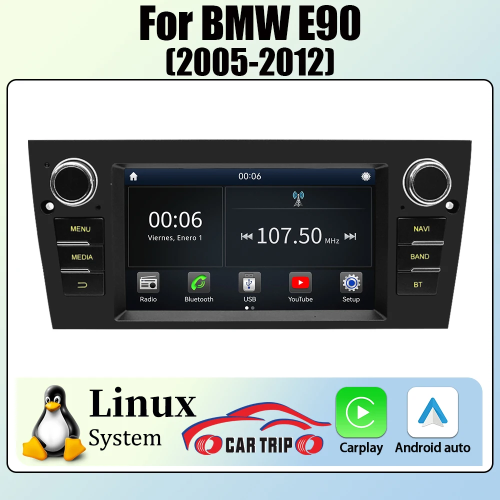 

7'' 2Din Linux CarPlay Android Auto Car Radio For BMW 3 Series E90 E91 E92 E93 2005-2012 Multimedia Player GPS NAV Stereo DSP