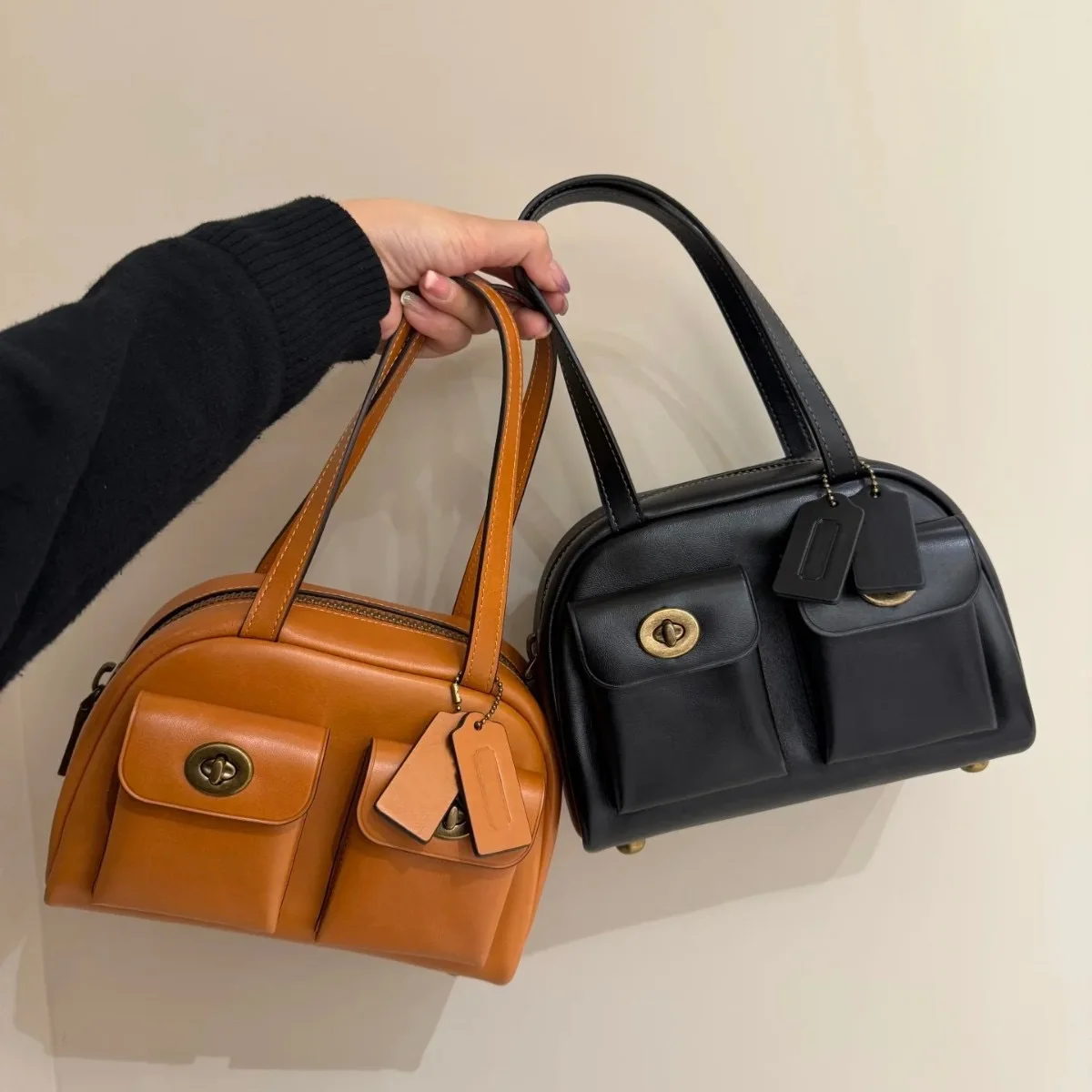 

Underarm Bag Twin Handheld Bowling Bag Simple Commuter Motorcycle Turnlo Women's Bag Casual Sle Single oulder Handle