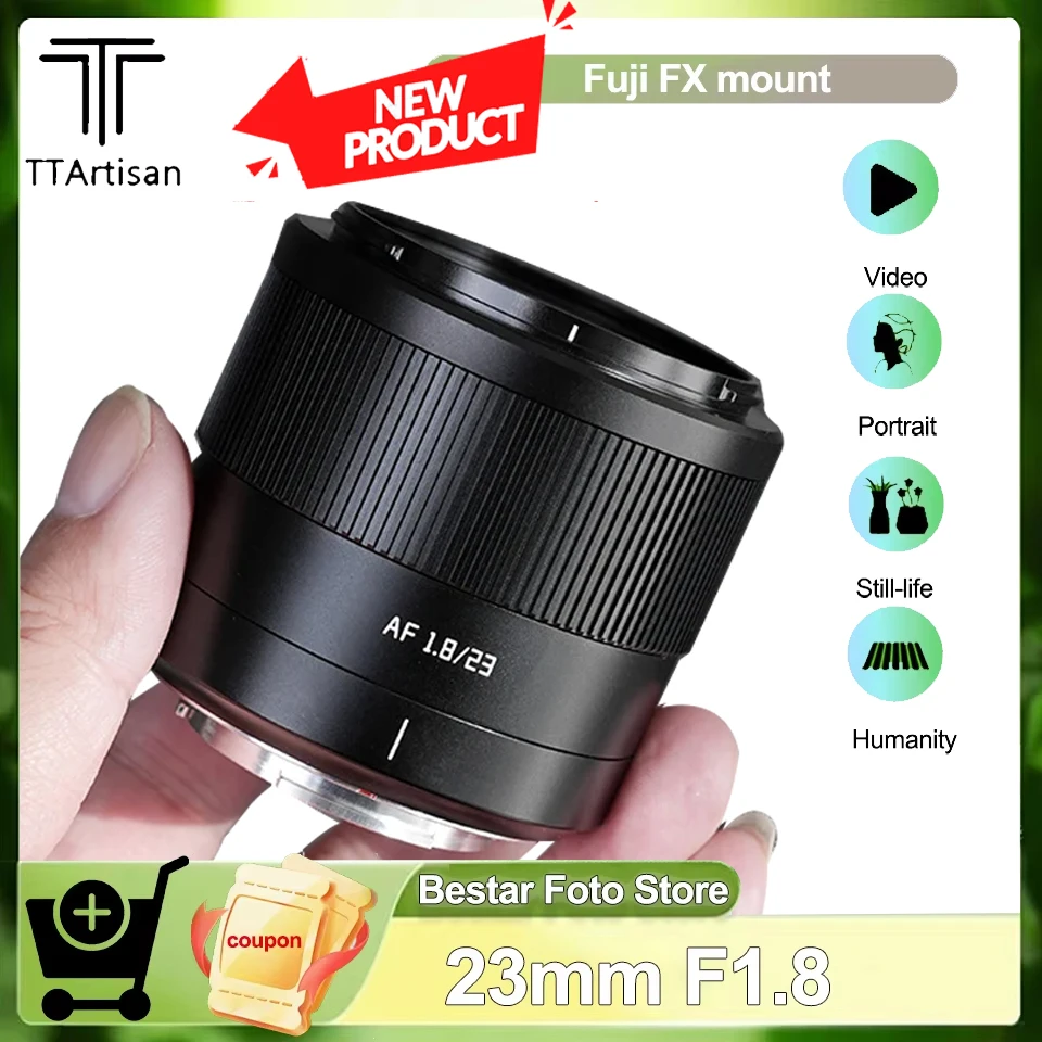 TTArtisan 23mm F1.8 Prime Lens Auto Focus Mirrorless Camera Lens comptiable with Fuji X-T10 X-S20 for Humanities Photography