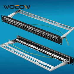 WoeoW Patch Panel 24 Port Cat6A Cat7 with Keystone 10G Support, Keystone  Jack Coupler Patch Panel STP Shielded 19-Inch