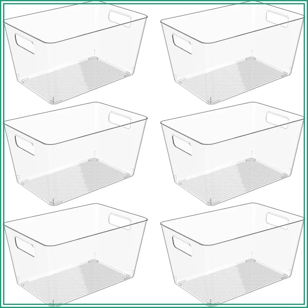 6 Pack Clear Plastic Storage Bins, 11