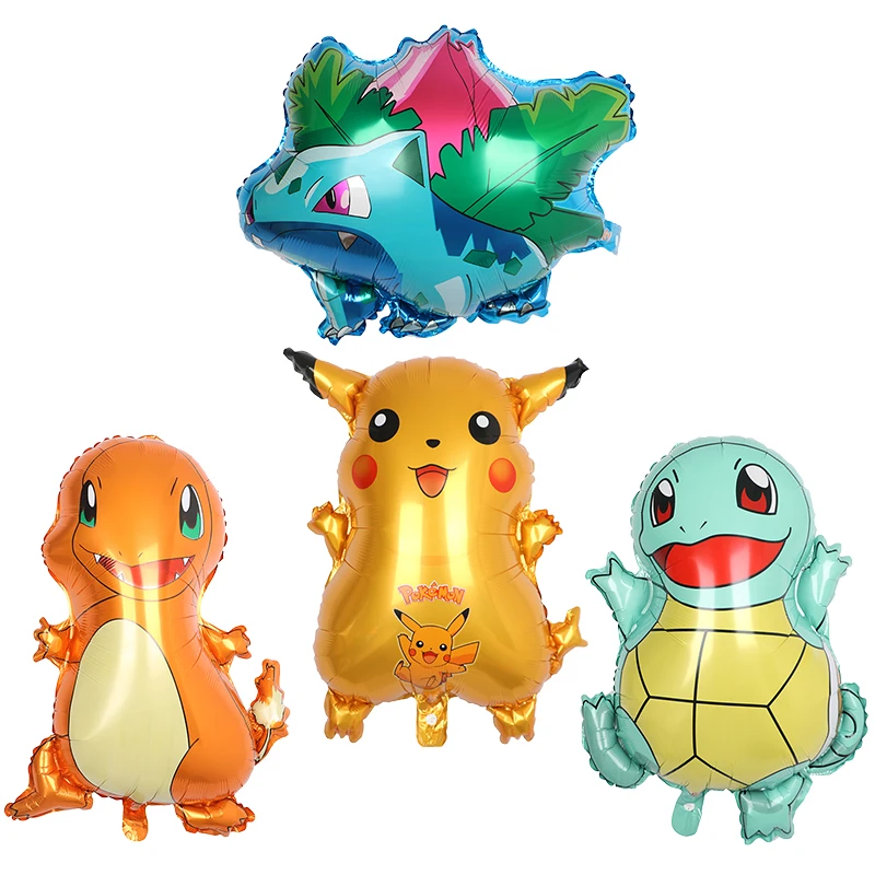 Pokemon Birthday Party Helium Aluminum Foil Balloons Latex Balloon Kids Boy Large Pikachu Balloon Party Decorations Supplies