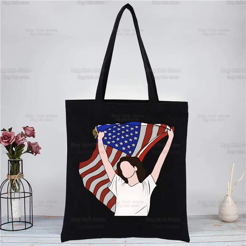 Lana Del Rey Ldr Y2K Canvas Shoulder Bag Fashion Tote Shoppers Bags Eco Organizer Large Handbags Folding Grocery Shopping Pack