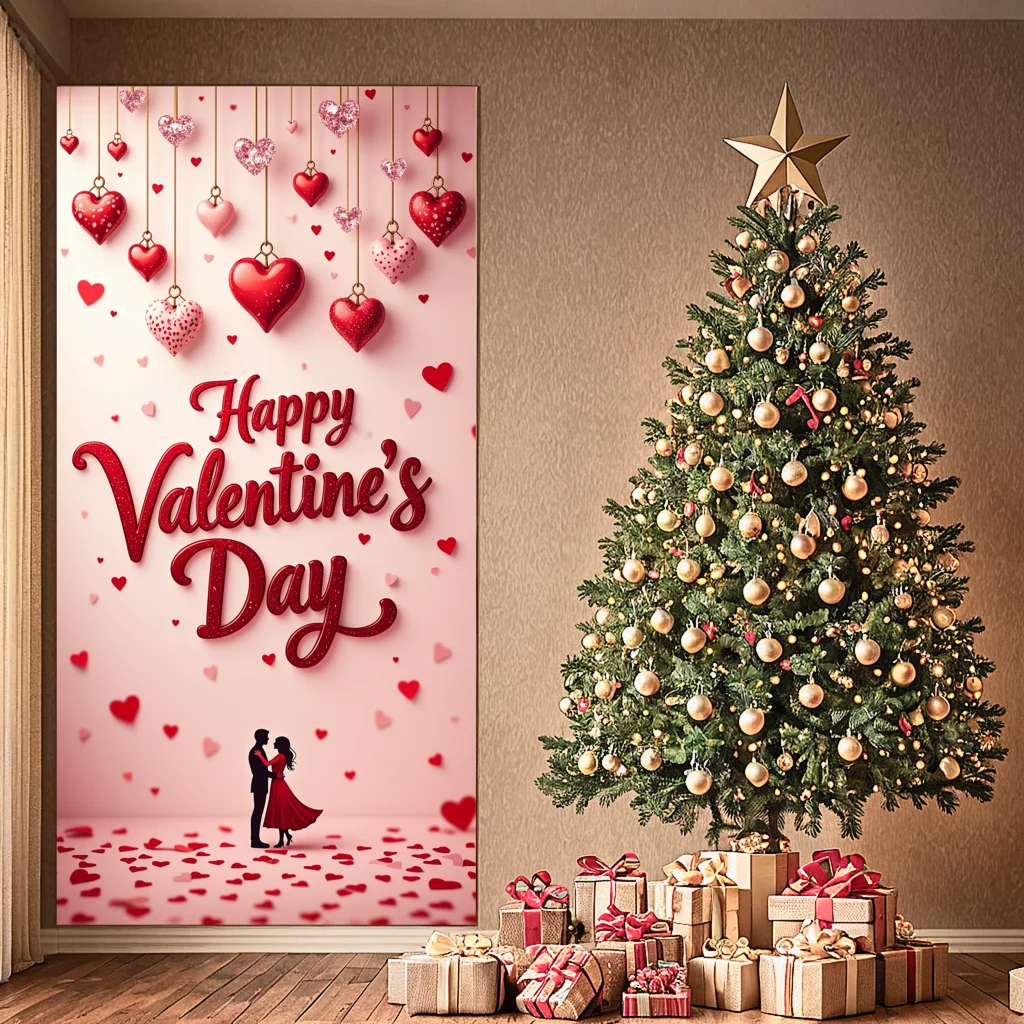 

Festive Silhouette hearts Celebration Decor Banner Hanging hearts Heart Love banner for Event setup