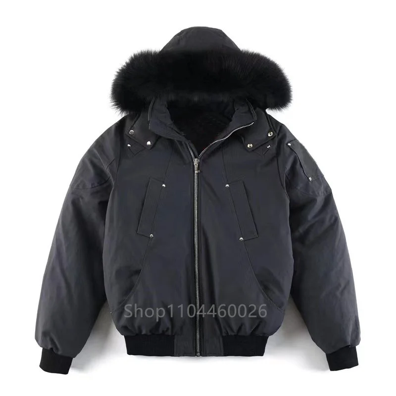 Real Fox Fur Winter Mens Canadian MKS Ballistic Bomber Parka Down Jackets Warm Outwear Coat Windproof Short High Quality