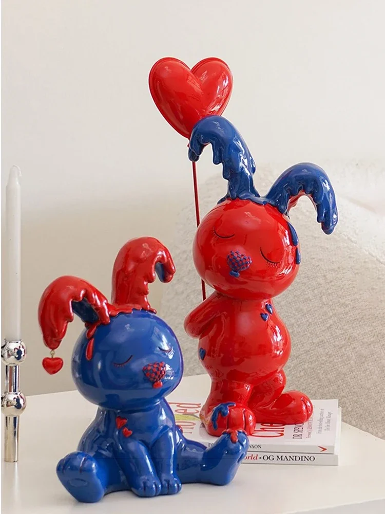 

Скандинавский домашний декор, статуи и статуи кроликов, украшение для гостиной, скульптуры и статуэтки из смолы, аксессуары для домашнего стола, статуя