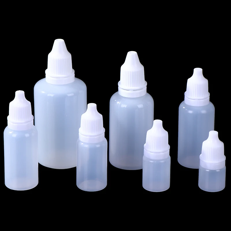 10PCS 5/10/15/20/30/50ml Plastic Squeeze Dropper Bottles Refillable for Cosmetic Oil Pigment Storage