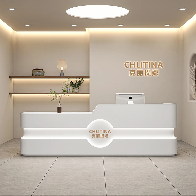 Salon Curve Simplicity Design Front Desk Restaurant Reception Cashier Counter Desk Beauty Pulpito De Iglesia Modern Furniture