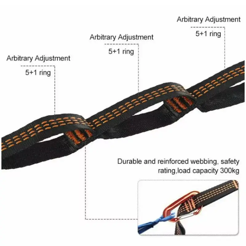 Outdoor Hammock Special Strap Multi Ring Set Tree Strap Hammock Rope High-strength Polyester Nylon Tree Strap