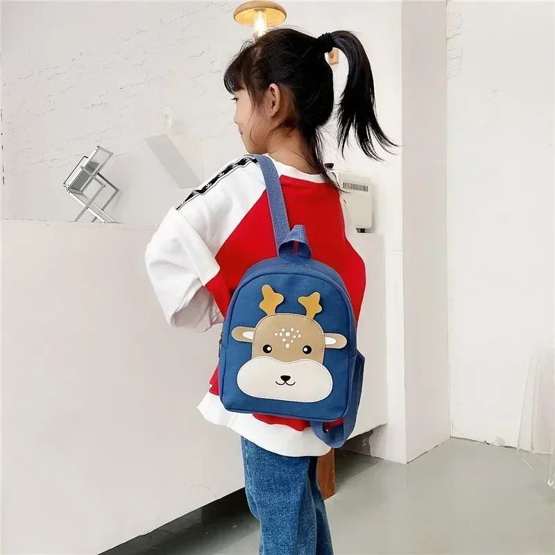 Mochila escolar de dibujos animados para niños y niñas, bonita mochila de lona con contraste de colores, a la moda