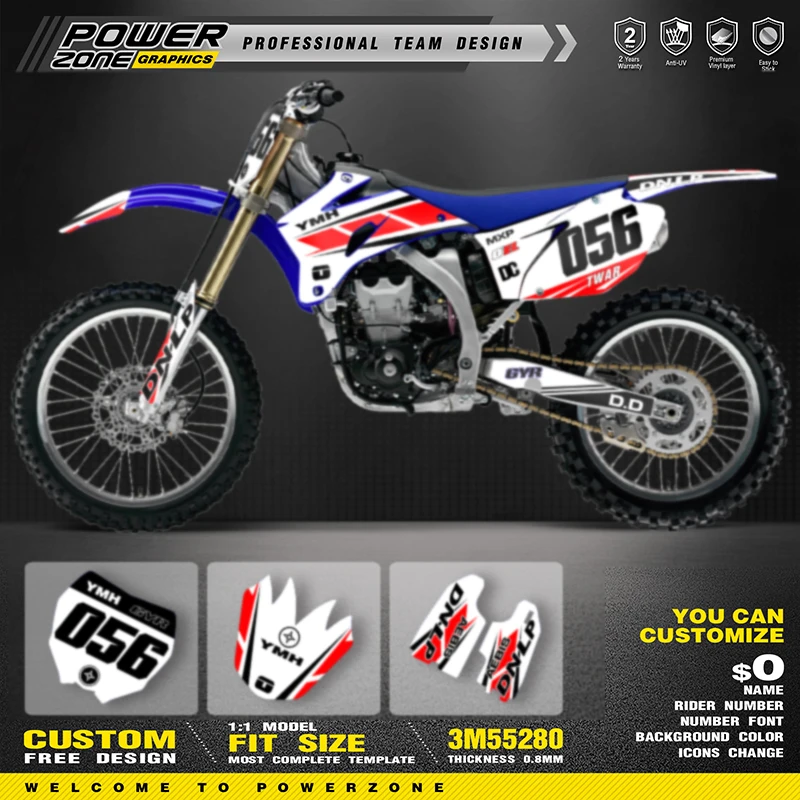 

PowerZone Custom Team Graphics Backgrounds Decals Stickers Kit For YAMAHA YZF250 450 2006 2007 2008 2009 YZF250 YZF450 021