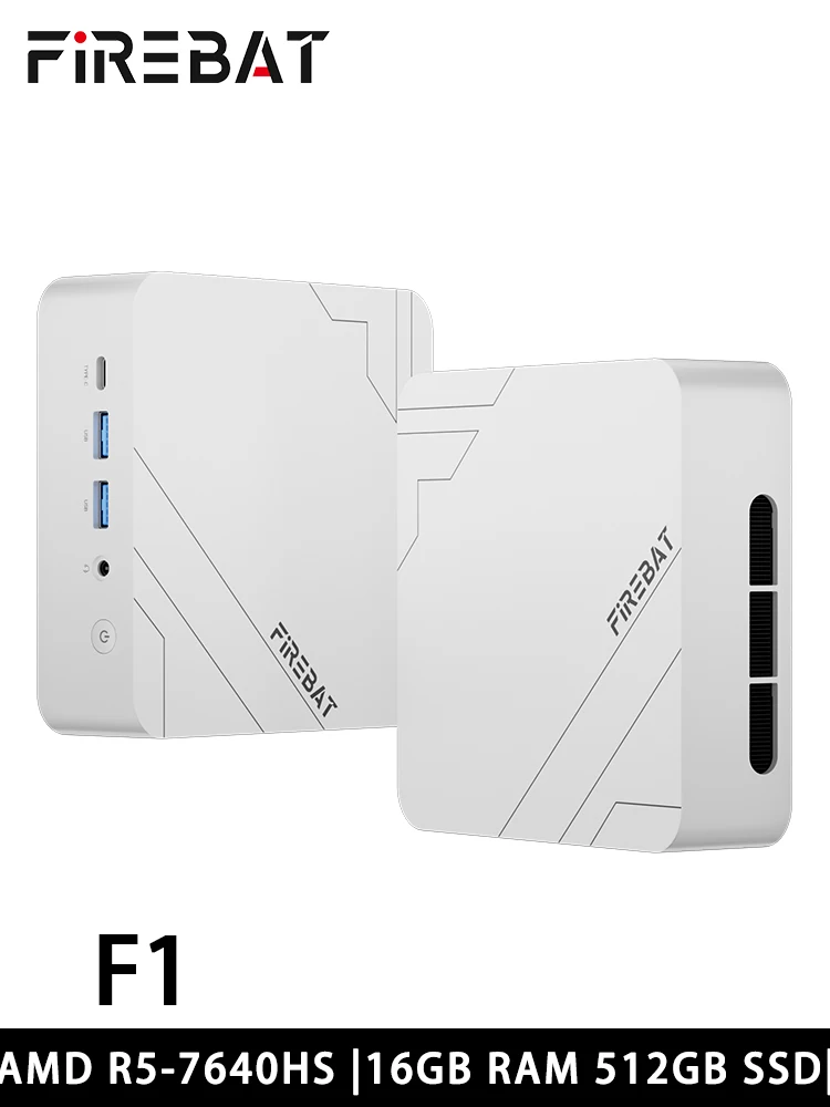 FIREBAT F1 MINI ПК AMD Ryzen 5 7640HS DDR5 16 ГБ ОЗУ 512 ГБ SSD WIFI6 BT5.2 Портативный настольный компьютер MINI-ПК Windows 11 Настольный компьютер