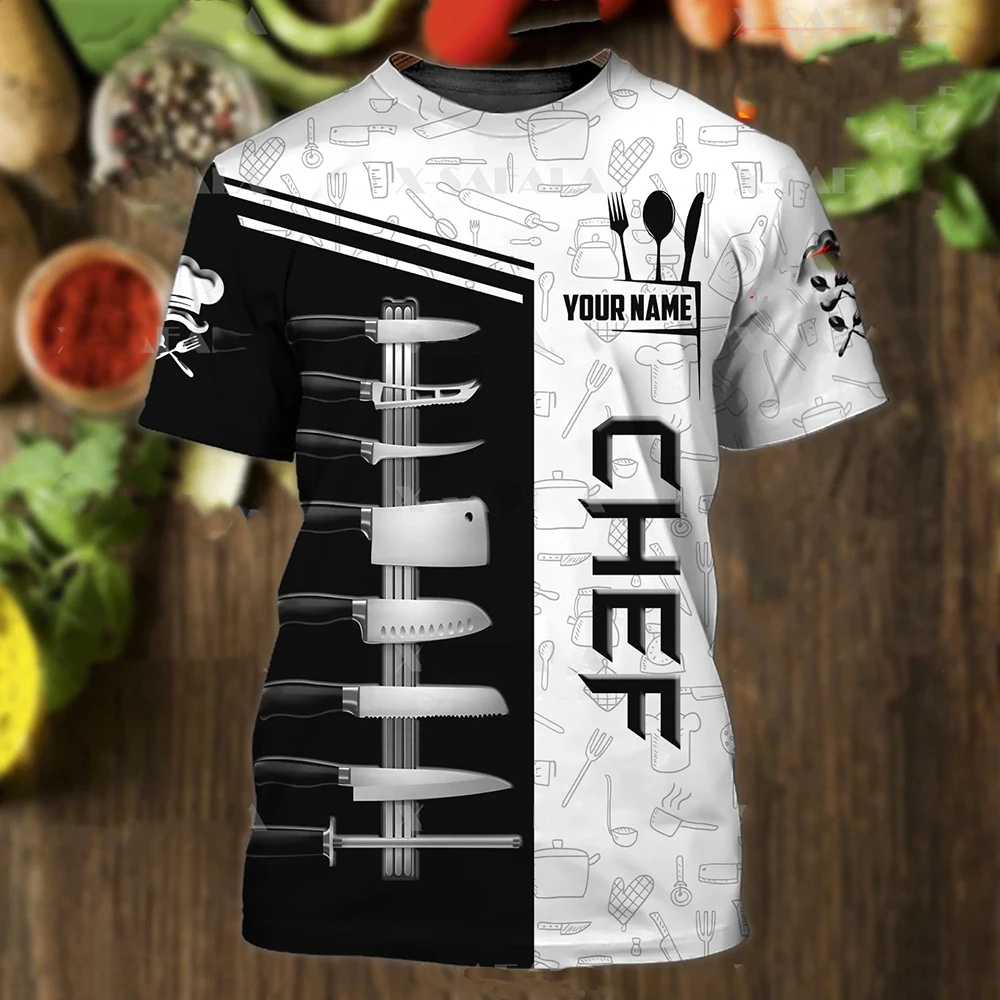 Summer Men\'s T-shirt Summer Short Sleeve Kitchen Items Printed Chef Clothes Round Neck Oversized Men\'s Clothing Street Tops Tees