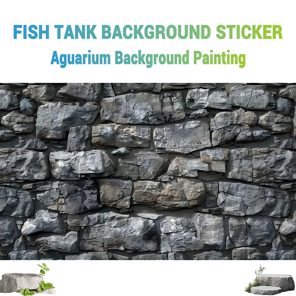 Stone Wall, Fish Tank Background Painting, Aquarium Background Sticker, HD, Front Self-Adhesive, Landscape Ornaments