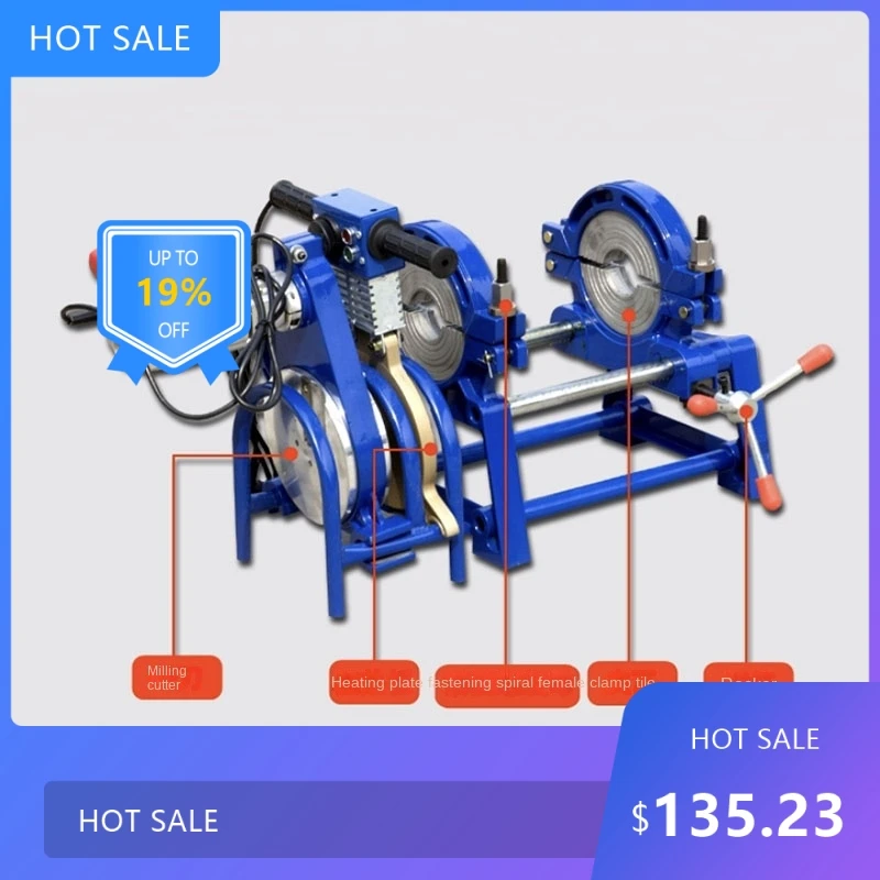 63-160mm Hot Melt Butt Fusion Welding Machine 220V 1700W, PE HDPE PPR Pipe Welding Equipment for Water Pipeline