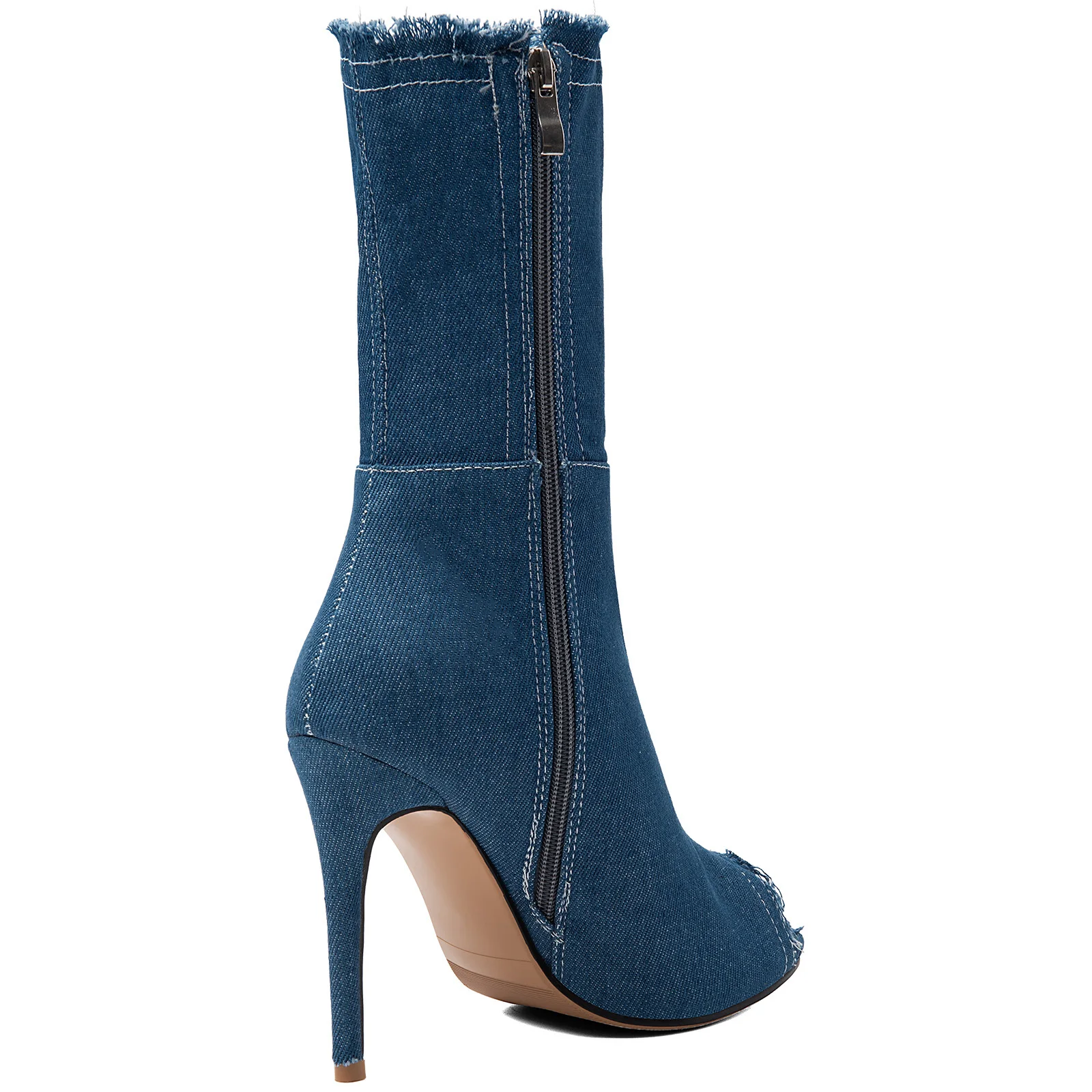 Women Blue Denim Peep Toe Mid  - Women'S Shoes Size 12 ulasan dan harga