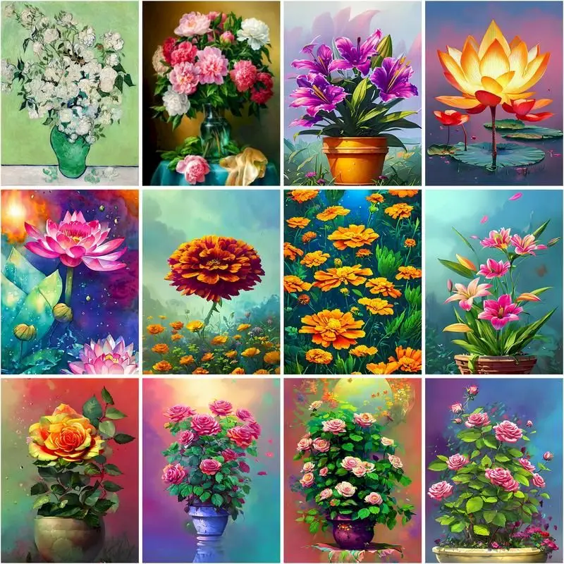 

GATYZTORY Oil Painting By Number Flower 40x50cm Drawing On Canvas Handpainted Art Gift Diy Picture By Number Kits Home Decor