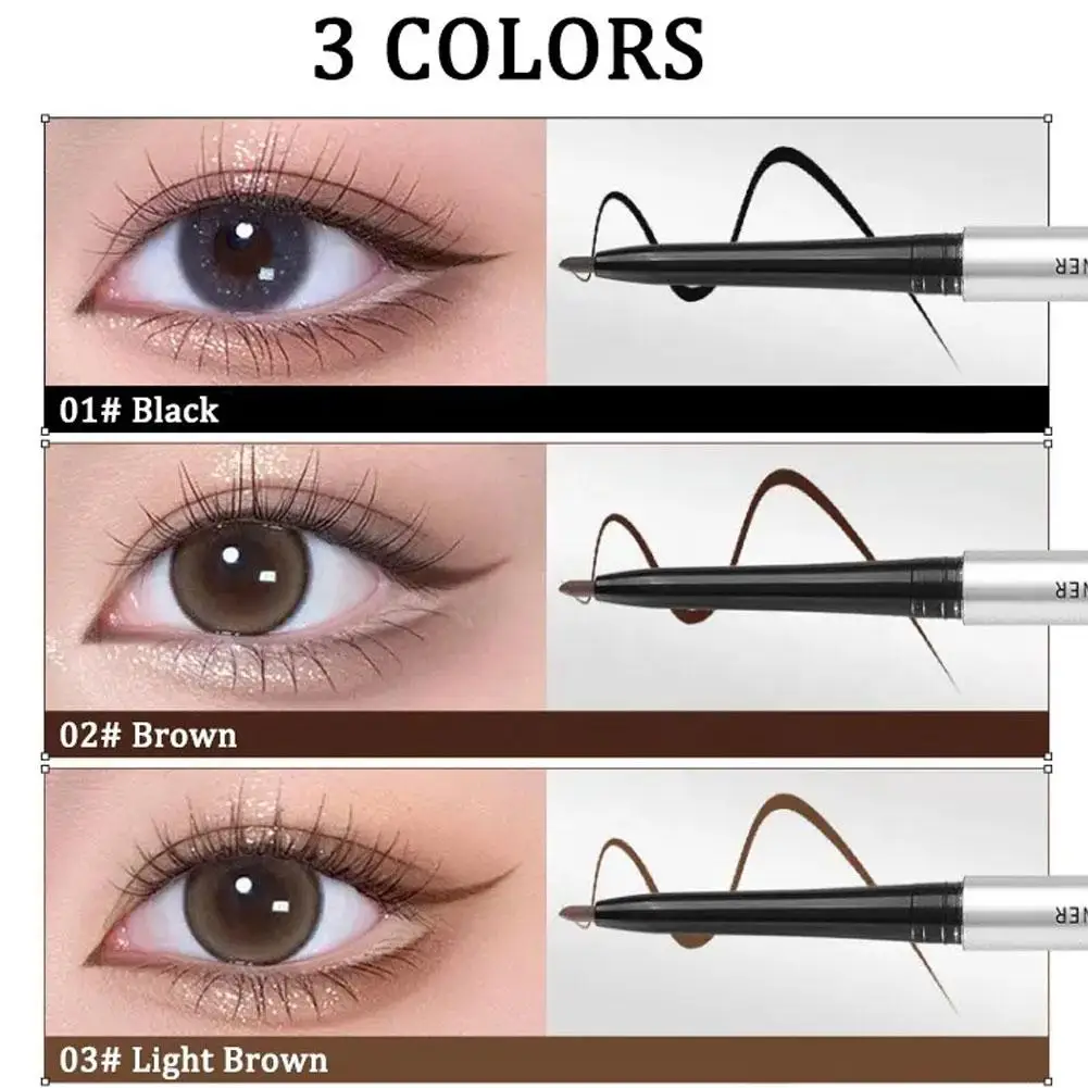 Lápiz de cejas para mujer, cepillo de cejas dos en uno, resistente al agua, sin manchas, delineador de ojos de pestañas inferiores, delineador de ojos de larga duración