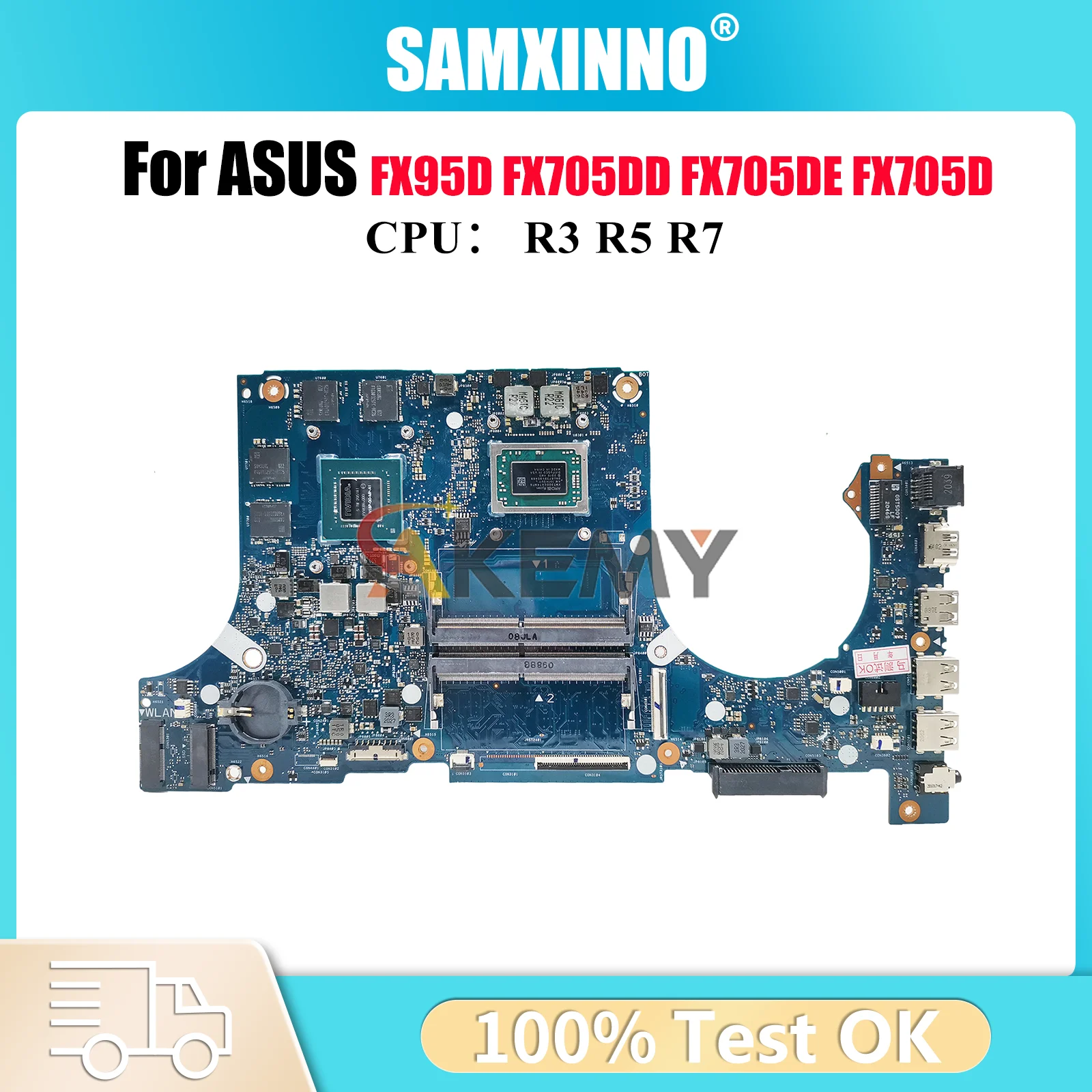 

FX705DT Laptop Motherboard For ASUS TUF Gaming FX505D FX705GD FX95D FX705GT FX705GE Mainboard W/ R3 R5 R7 CPU tests OK fast ship