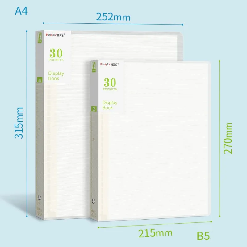 A4/B5 Folder Booklet 30 Pages Color Frosted Transparent Insert Bag Office Ticket File Folders Document Organizer