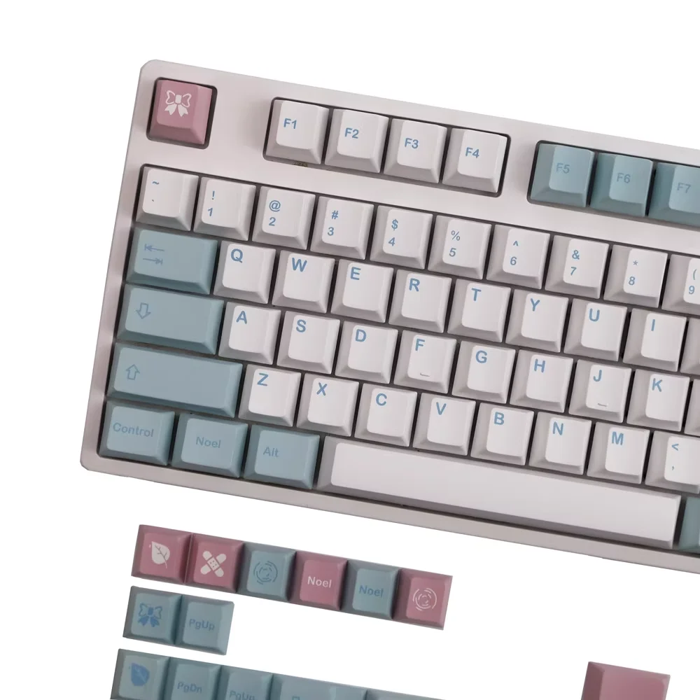 142 Keys GMK Noel Keycaps Bahasa Inggris PBT Keycap Dye-Sublimation Cherry Profile Untuk Keyboard Mekanik MX Key Cap 2.25U 2.75U ISO