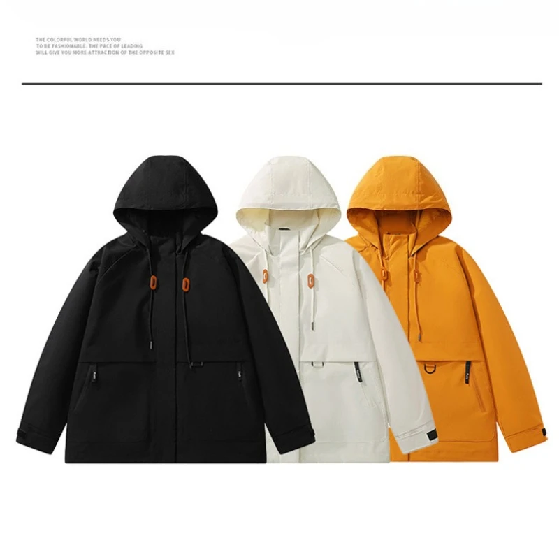 

Mens Jacket Unisex Coats Men Solid Color Hooded Autumn Winter Jacket Men Waterproof Hiking Outdoor Windproof Camping Coats Women