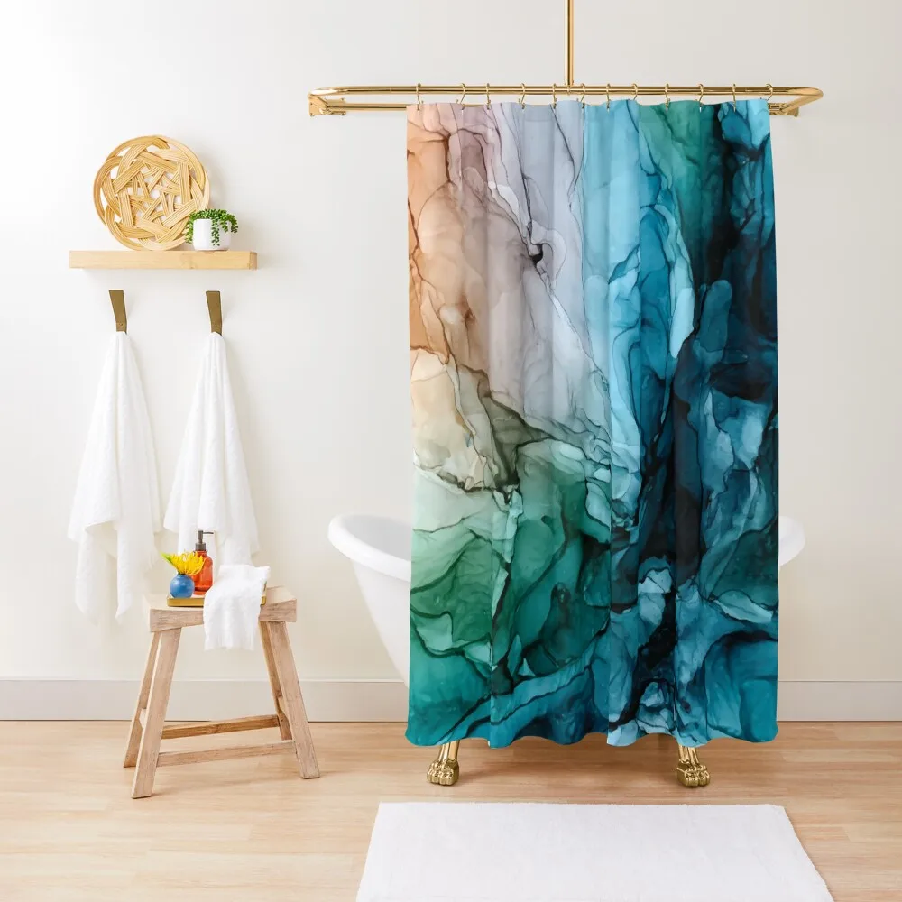 

Salty Shores Colorful Abstract Painting Shower Curtain Cute Shower Bathroom Showers Waterproof Fabric Shower Curtain