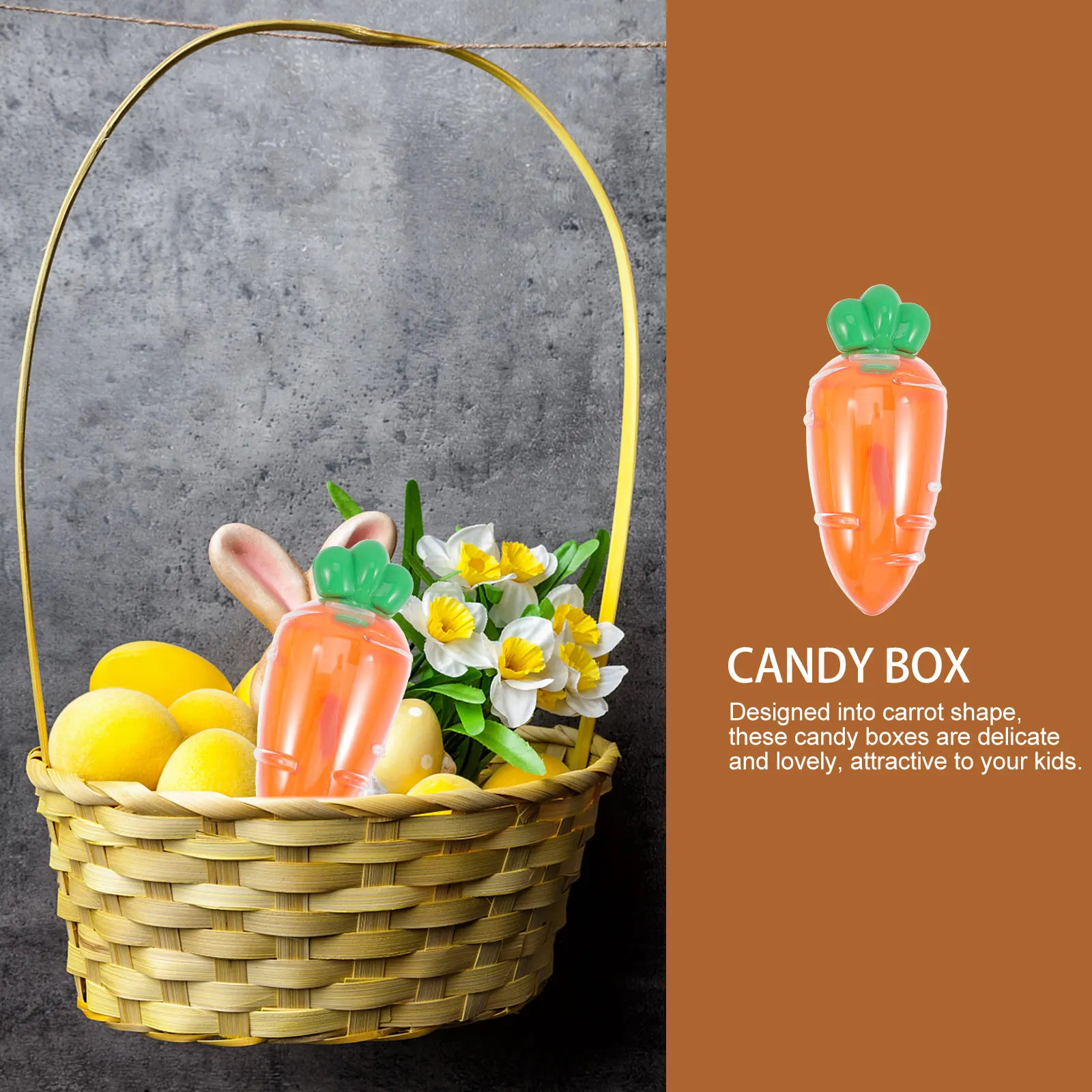 

6Pcs Carrot Shaped Candy Boxes Plastic Candy Holders Easter Party Favor Boxes Treat Cases Favors Box for Easter