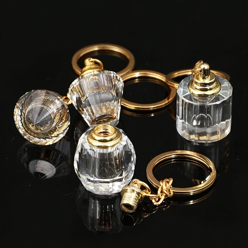 1Pcs Mini Glass Perfume Bottle Keychain Portable Refillable Glass Bottle With Cap Keyring Ideal Gift For Girlfriend, Birthday