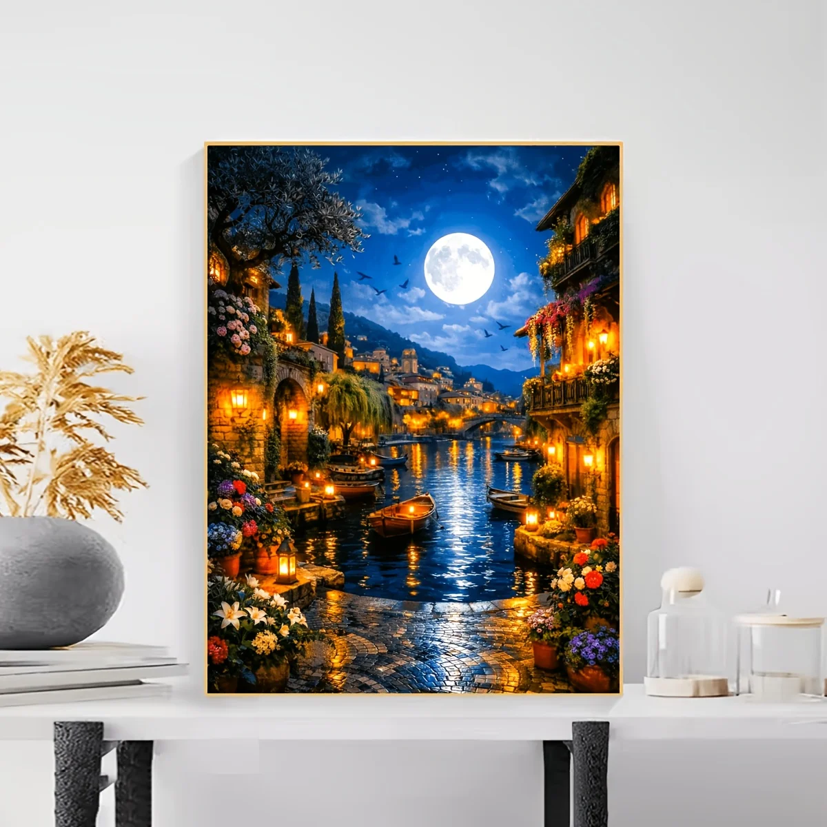 500/1000/1200/2000PCS Puzzles for Adults Beautiful Town Night Scene,Jigsaw Puzzles Brain Challenge Game Gift Home Decor