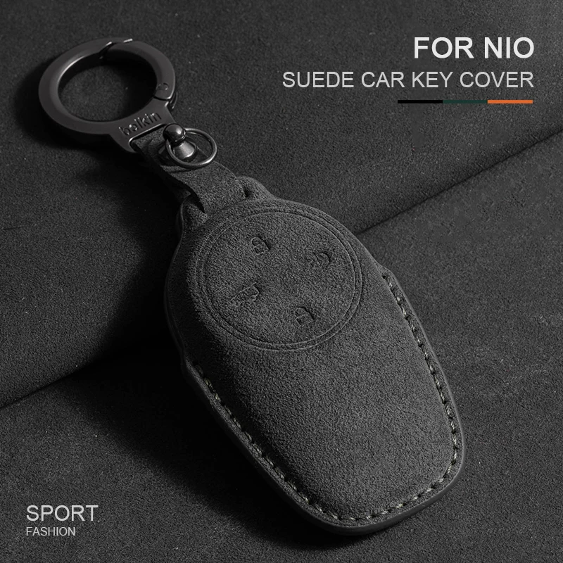 

Car Smart Remote Key Cover Keychain For NIO ET5 ES7 EC7 ES6 2019 ES8 2018 EC6 ET7 EP9 Suede Keyless Protector Shell Accessories