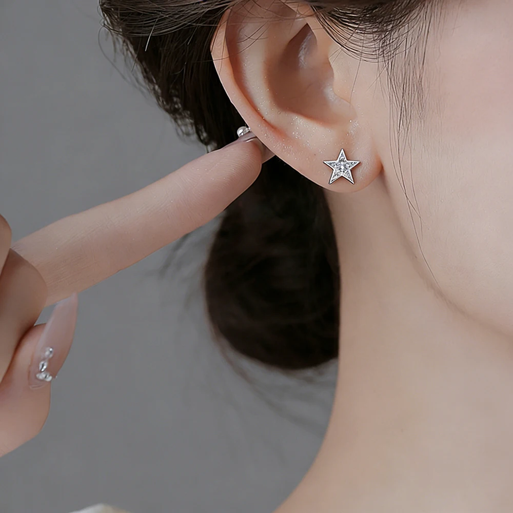 DE155 Fashion Delicacy Elegant 4A Zircon Five-Star Ear Stud GIRL\'S Gift Party Banquet WOMEN\'S Jewelry Earrings 2021