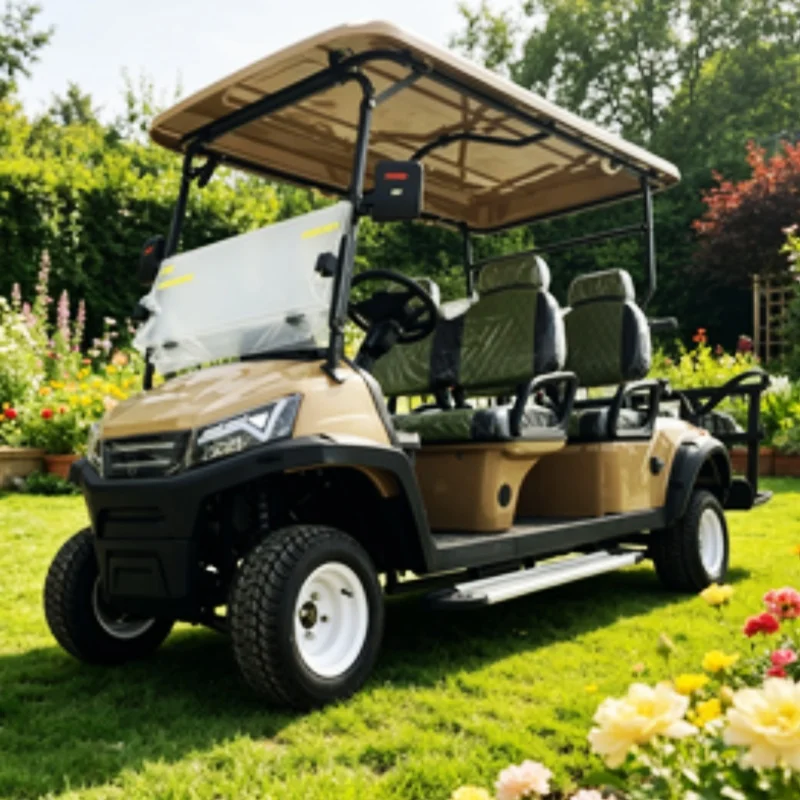 

2026 New 5KW Motor 72V Lithium Battery High Performance Electric Golf Cart Green-Black Seat With Headrest Road Tire Foot Pedal